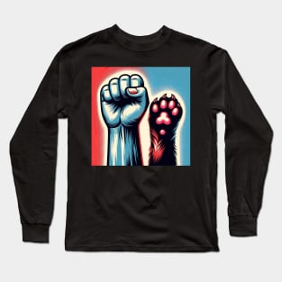 Paws and Protest: United Strength Illustration Long Sleeve T-Shirt